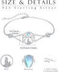 wholesale 925 Sterling Silver Moonstone Wolf Adjustable Howling Bracelet for Women-0-3