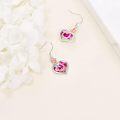 wholesale  Sterling Silver Crystal Mom Earrings Rose Flower Love Heart Dangle Drop Hook -0-10