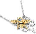 wholesale 925 Sterling Silver Gold Plated Blue Crystal Bee & Honeycomb Pendant Necklaces for Women's Gifts-0-1