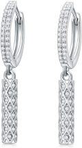 wholesale 925 Sterling Silver Cubic Zirconia Celtic Knot Dangle Huggie Hoop Earrings-0-0