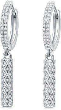 wholesale 925 Sterling Silver Cubic Zirconia Celtic Knot Dangle Huggie Hoop Earrings-Huggie Hoop & Bar Earrings