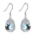 wholesale 925 Sterling Silver Black Cat Moonstone Drop Earrings-0-0