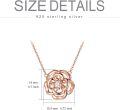 wholesale Rose Gold Plated 925 Sterling Silver & Austrian Crystal Rose Pendant Necklace 18 Chain - 18mm Flower Jewelry Gift for Women-0-4