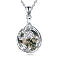 wholesale Silver 925 Sterling Silver Moonstone Moss Agate Hand Design Teardrop Pendant Necklace Gift-0-0