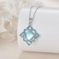 wholesale 925 Sterling Silver Blue Enamel Celtic Knot Square Stone Pendant Necklace for Women-0-3