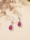 wholesale Sterling Silver Ruby July Birthstone Teardrop Dangle Earrings for Women - 22x8mm Power & Love Hook Earrings, Ideal Gift for Mother's Day & Anniversaries-0-3