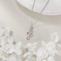 wholesale 925 Sterling Silver Rose Gold Plated Dancing Girl in Treble Clef Shape with Cubic Zirconia Pendant Necklace for Women Girls -0-4