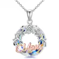 TOUPOP 925 Sterling Silver Blue Crystal Mom Necklace Gift-0-0