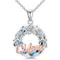 TOUPOP 925 Sterling Silver Blue Crystal Mom Necklace Gift-0-0