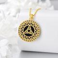 wholesale 925 Sterling Silver Black Onyx Triquetra Pendant Necklace for Women s-0-4