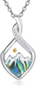wholesale 925 Sterling Silver Abalone Shell Mountain Pendant Necklace for Women-0-0