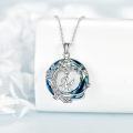 wholesale 925 Sterling Silver Blue Crystal Tree of Life Initial Necklace-0-1