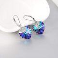 wholesale 925 Sterling Silver Butterfly & Crystal Heart Drop Earrings with Leverbacks-0-2