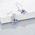 wholesale 925 Sterling Silver Ocean Themed Mermaid Earrings with Crescent Moon Star and Flower Dangle for Women Birthday Gifts-0-3