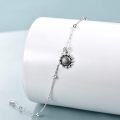 wholesale 925 Sterling Silver Charm Bracelet w/ Sunflower & Butterfly Pendant-0-2