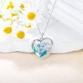 wholesale 925 Sterling Silver Heart Pendant With Blue Bell Flowers-0-1