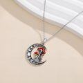 wholesale 925 Sterling Silver & Red Resin Moon Phase Magical Mushroom Necklace for Women-0-2