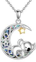wholesale 925 Sterling Silver Moon Pendant with Koala and Star Charm Necklace for Women Girls Gifts CUTE ANIMAL JEWELRY-0-0