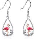 wholesale 925 Sterling Silver Teardrop Pink Flamingo Drop Earrings for Women-0-0