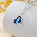 TOUPOP Sterling Silver Crystal Father Daughter Necklace Heart Pendant Gift-0-2