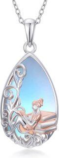 wholesale 925 Sterling Silver Moonstone Book Lover Necklace for Women Graduation -0-0