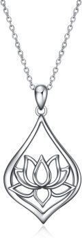 wholesale 925 Sterling Silver Lotus Flower Pendant Necklace for Women s-0-0