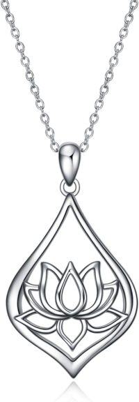 wholesale 925 Sterling Silver Lotus Flower Pendant Necklace for Women s-06-Lotus