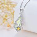 wholesale 925 Sterling Silver Sunflower Pendant Necklace with Crystal Stone and Gold Plated Centerpiece Gift for Her-0-1