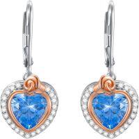 wholesale TOUPOP Roses Earrings Sterling Silver Roses Flower Dangle Drop Earrings Heart Crystal Jewelry Birthday Christmas Gifts For Women Girlfriend -undefined