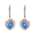 TOUPOP Sterling Silver Crystal Roses Flower Dangle Drop Earrings-0-0