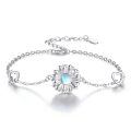 wholesale 925 Sterling Silver Flower Moonstone Heart Pendant Bracelet-0-0