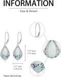 wholesale 925 Sterling Silver Turquoise & Abalone Shell Teardrop Filigree Dangle Earrings Gift for Mom Wife Girlfriend-0-10