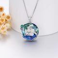 TOUPOP Sterling Silver Crystal Dolphin Palm Tree Pendant Necklace-0-2