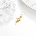 wholesale 14K Gold Sunflower Cross Pendant Necklace for Women Gifts - Mothers Day Jewelry-0-1
