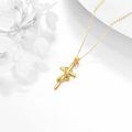 wholesale 14K Gold Sunflower Cross Pendant Necklace for Women Gifts - Mothers Day Jewelry-0-1