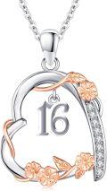 wholesale 925 Sterling Silver Cubic Zirconia Heart Rose Necklace - 16th Birthday Gift for Her-0-0