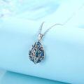 wholesale 925 Sterling Silver Blue Labradorite Tree of Life Teardrop Pendant Necklace for Women and Girls-0-1