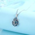 wholesale 925 Sterling Silver Blue Resin Branch Teardrop Pendant Necklace Women-0-1