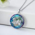 wholesale 925 Sterling Silver Palm Tree & Flowers Charm Round Pendant Necklaces for Women Girls s-0-3