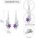 wholesale 925 Sterling Silver 925 Purple Crystal Hummingbird & Flower Dangle Drop Earrings-0-1