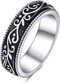 wholesale 925 Sterling Silver Celtic Knotwork Spinner Mood Ring - Adjustable Size 6-8-Celtic Filigree Spinner Ring 7#