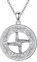 wholesale 925 Sterling Silver Round Celtic Knot Irish Saint Brigid's Cross Pendant Necklace for Women Girls  45cm Chain Length-0-0