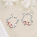 wholesale 925 Sterling Silver Cat Shape Hoop Earrings with Rose Gold Plating Gift for Women-0-4