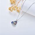 wholesale 925 Sterling Silver Blue Crystal Heart Pendant Necklace Gift for Sisters and Besties-0-4