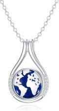 wholesale Sterling Silver Earth Necklace with World Map Pendant Travel Jewelry Gift for Women-0-12
