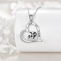 wholesale 925 Sterling Silver Cow Family Love Forever Heart Pendant Necklace Gifts for Women-0-1