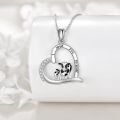 wholesale 925 Sterling Silver Cow Family Love Forever Heart Pendant Necklace Gifts for Women-0-1