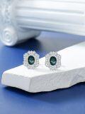 wholesale 925 Sterling Silver Moss Agate Stud Earrings for Women, Natural Green Gemstone Jewelry Gifts-0-2