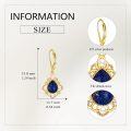 wholesale Gold 925 Sterling Silver Lapis Lazuli Pearl Gemstone Dangle Drop Leverback Earrings - Western Bohemian Vintage Style Jewelry-0-3
