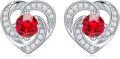 wholesale 925 Sterling Silver Birthstone Heart Stud Earrings Jewelry Gifts for Women-0-18